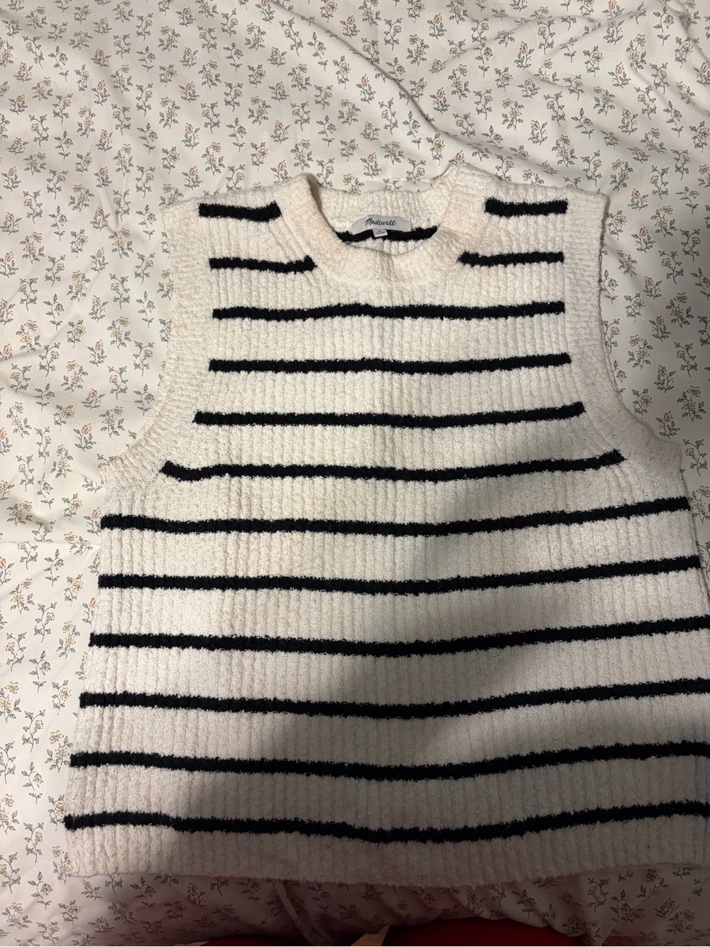 Madewell Cream & Black Striped Knit Tank